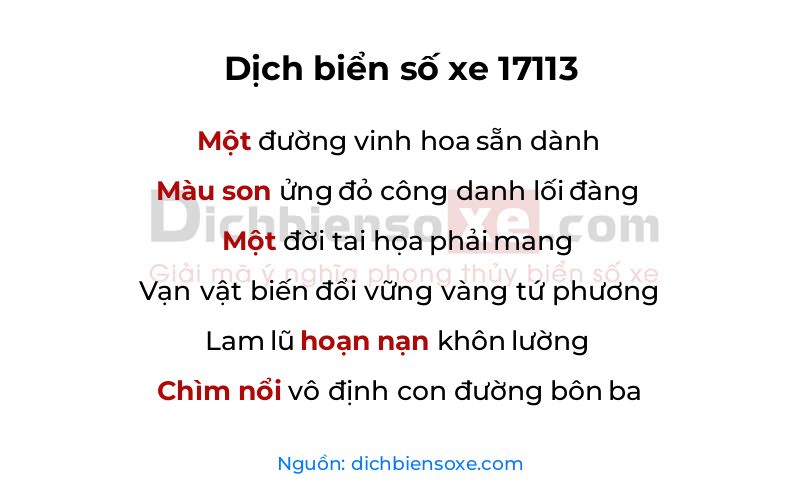 Dịch thơ biển số 17113