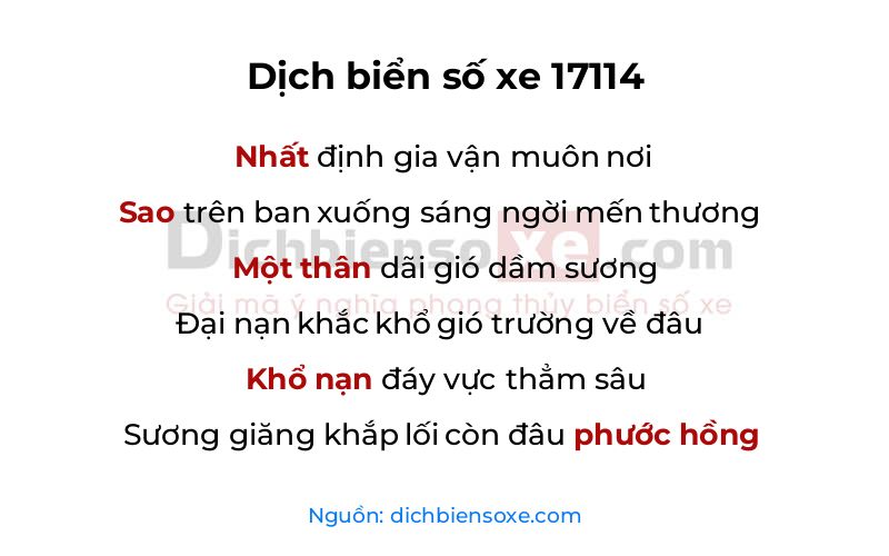 Dịch thơ biển số 17114