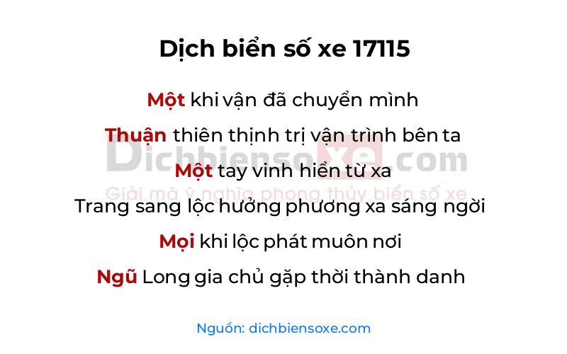Dịch thơ biển số 17115