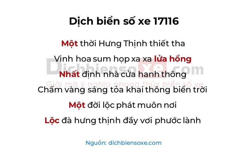 Dịch thơ biển số 17116