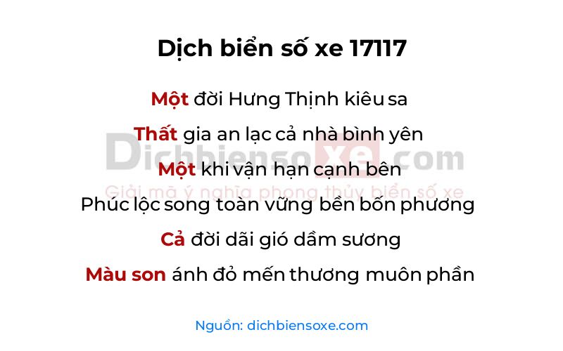 Dịch thơ biển số 17117