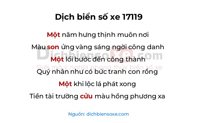 Dịch thơ biển số 17119