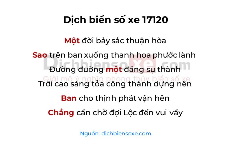 Dịch thơ biển số 17120
