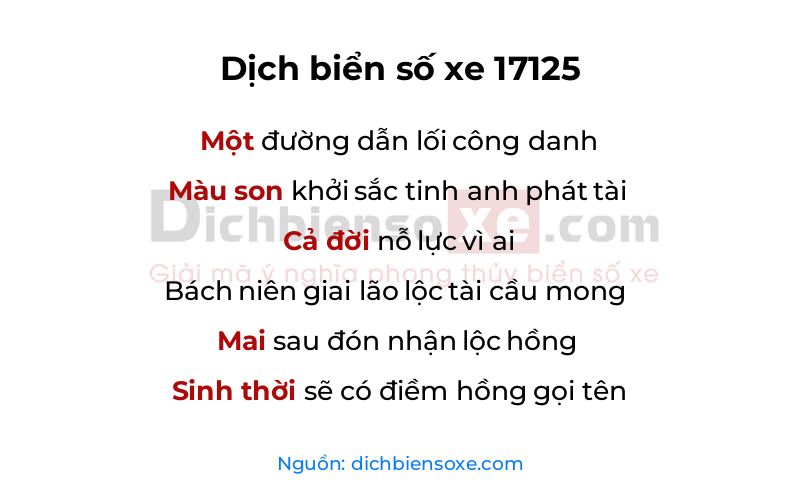 Dịch thơ biển số 17125