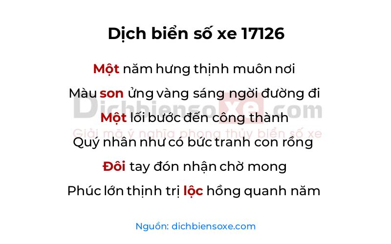 Dịch thơ biển số 17126