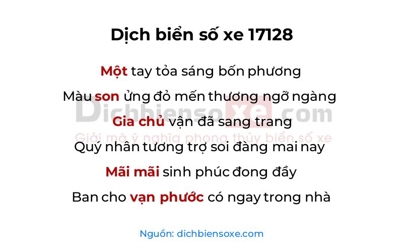 Dịch thơ biển số 17128