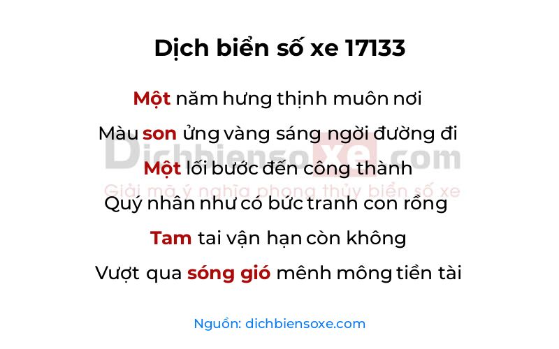 Dịch thơ biển số 17133