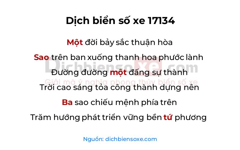 Dịch thơ biển số 17134
