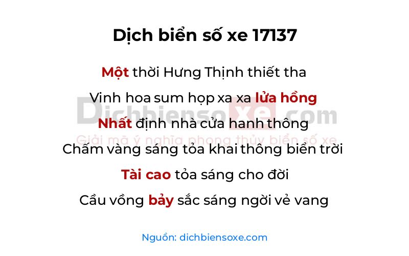 Dịch thơ biển số 17137