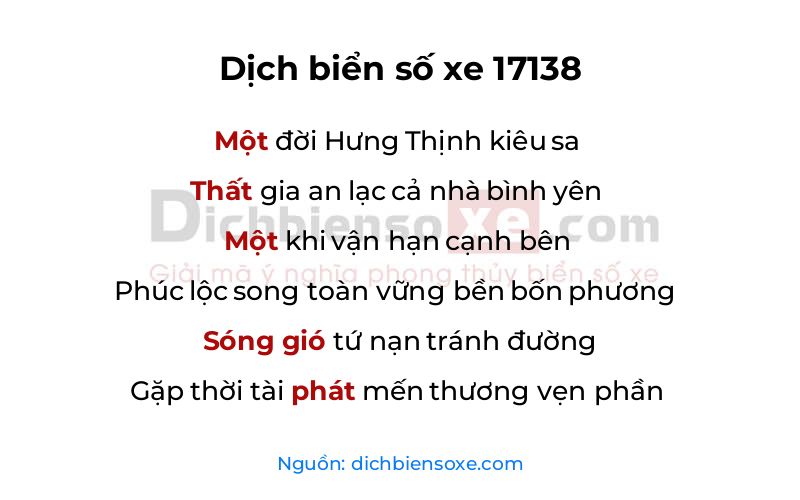 Dịch thơ biển số 17138
