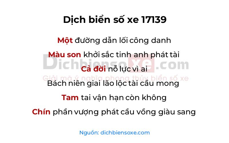 Dịch thơ biển số 17139
