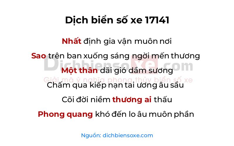 Dịch thơ biển số 17141