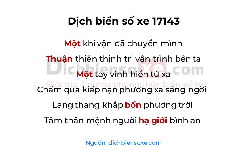 Dịch thơ biển số 17143
