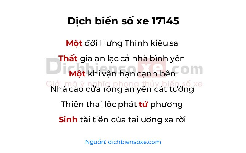 Dịch thơ biển số 17145