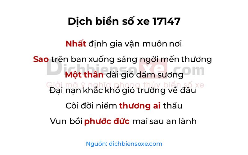 Dịch thơ biển số 17147