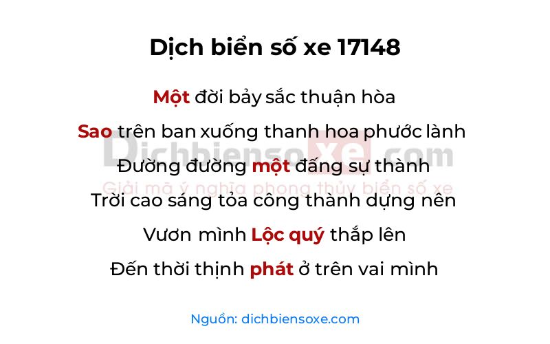 Dịch thơ biển số 17148