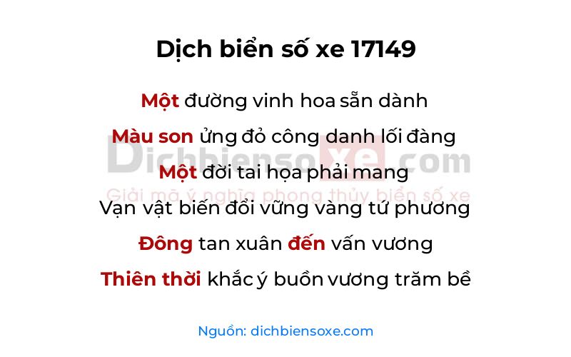 Dịch thơ biển số 17149
