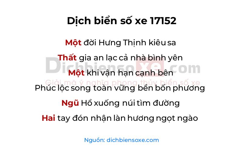 Dịch thơ biển số 17152