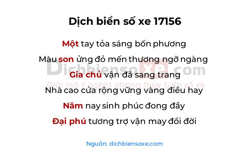 Dịch thơ biển số 17156