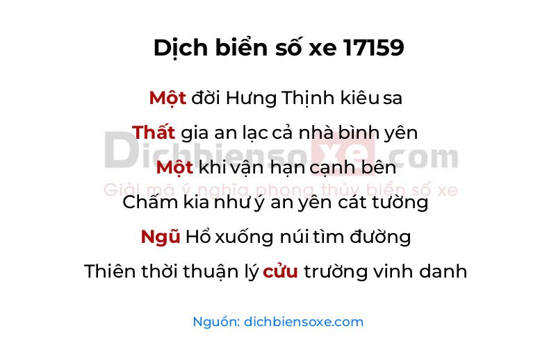 Dịch thơ biển số 17159