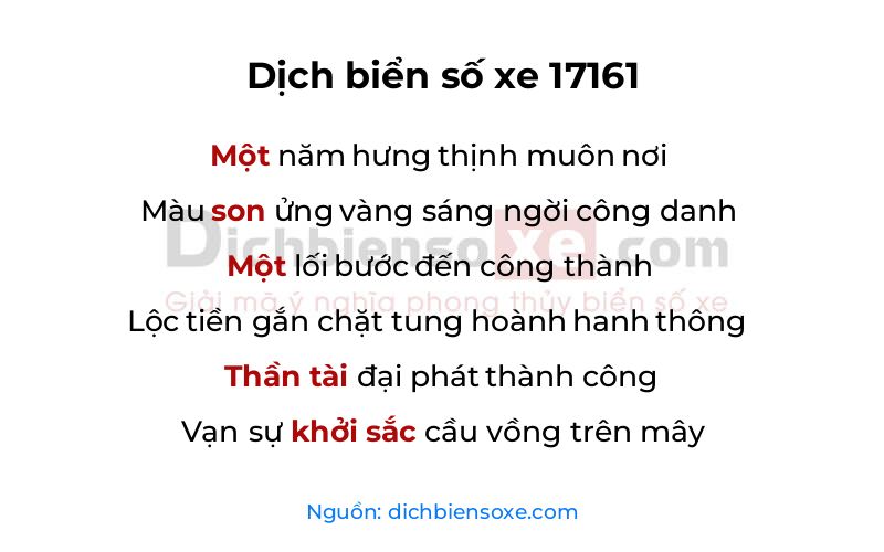 Dịch thơ biển số 17161