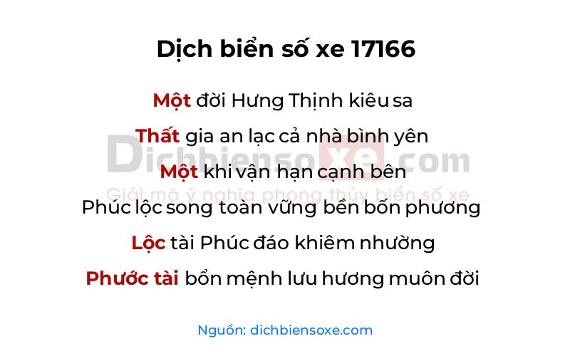 Dịch thơ biển số 17166
