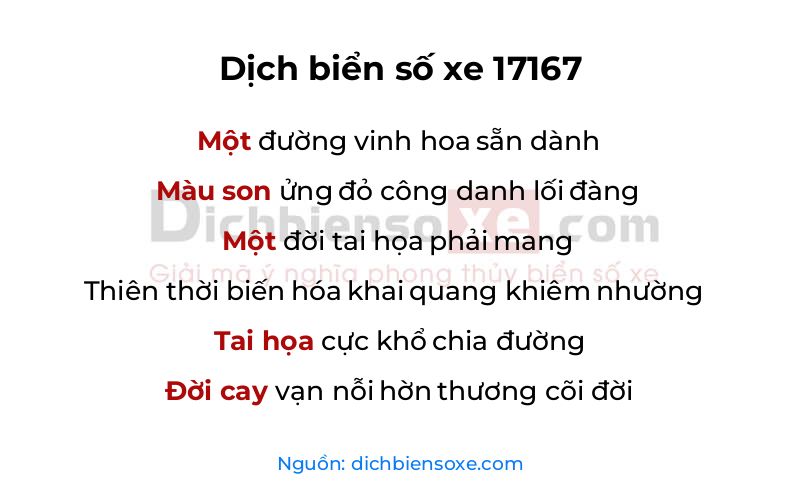 Dịch thơ biển số 17167
