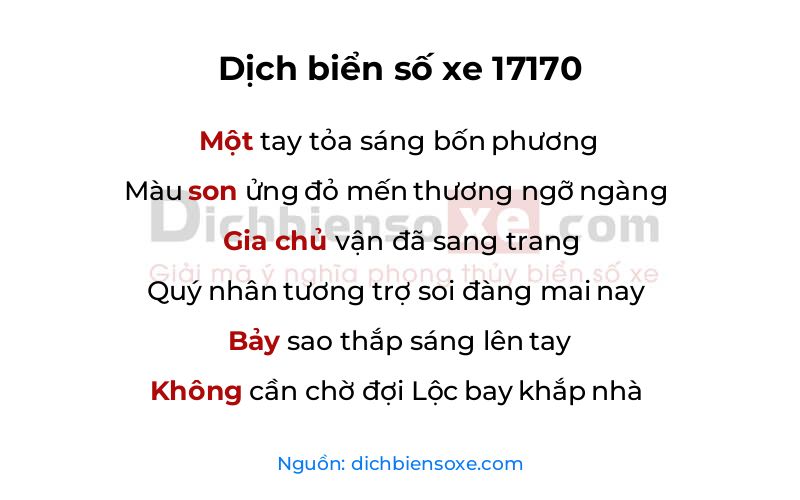 Dịch thơ biển số 17170
