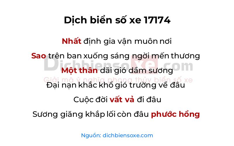 Dịch thơ biển số 17174