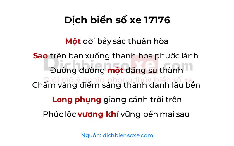 Dịch thơ biển số 17176