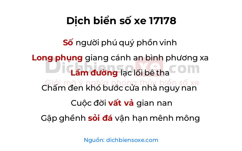 Dịch thơ biển số 17178