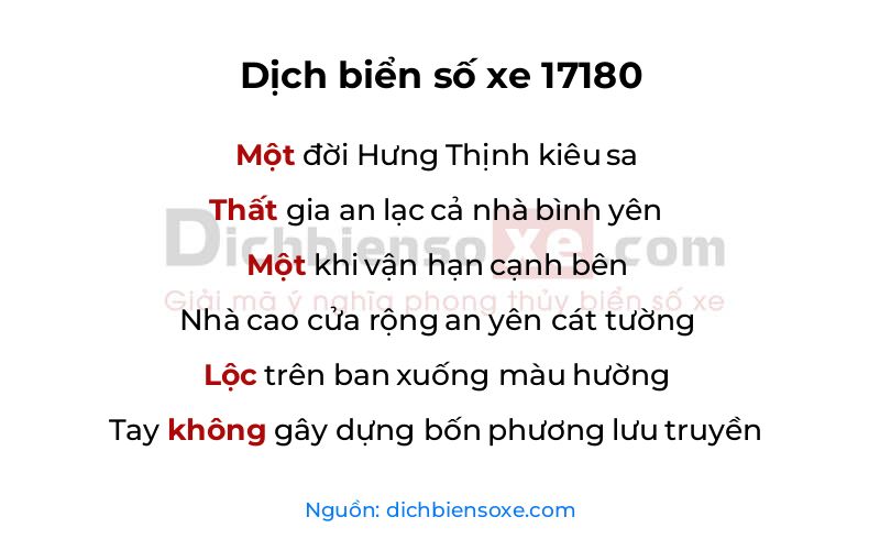 Dịch thơ biển số 17180