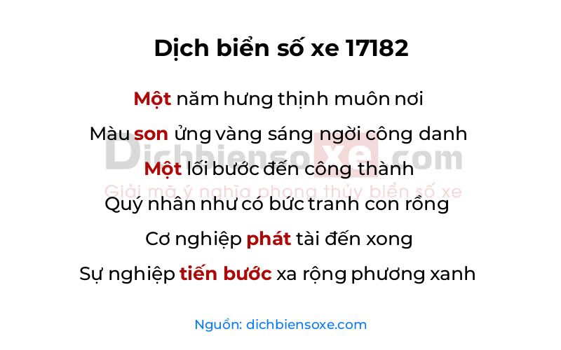Dịch thơ biển số 17182