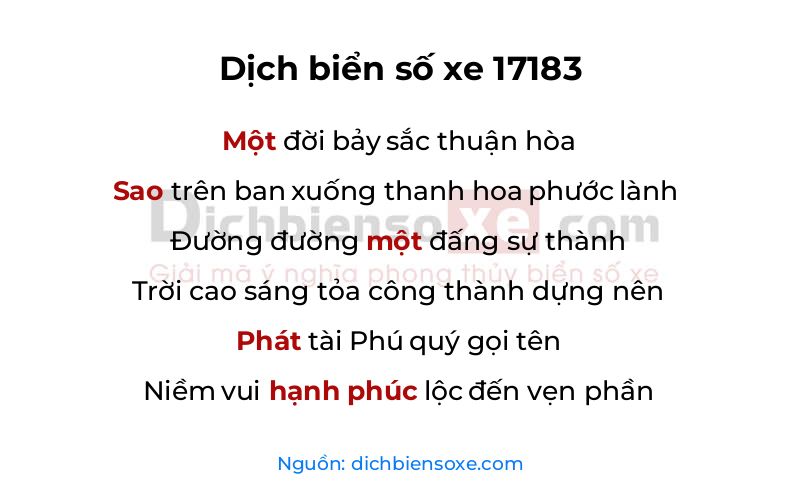 Dịch thơ biển số 17183