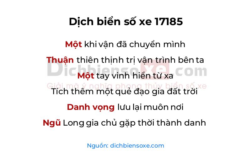 Dịch thơ biển số 17185
