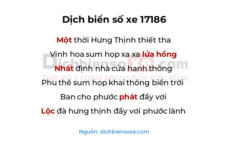 Dịch thơ biển số 17186