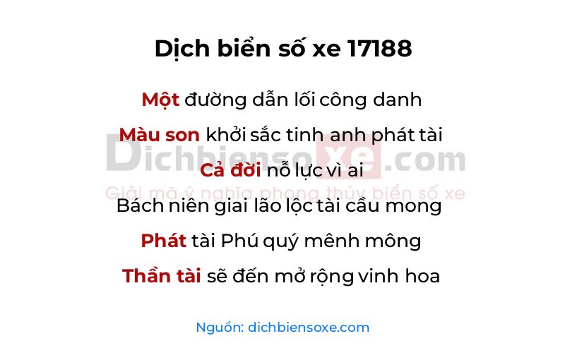 Dịch thơ biển số 17188