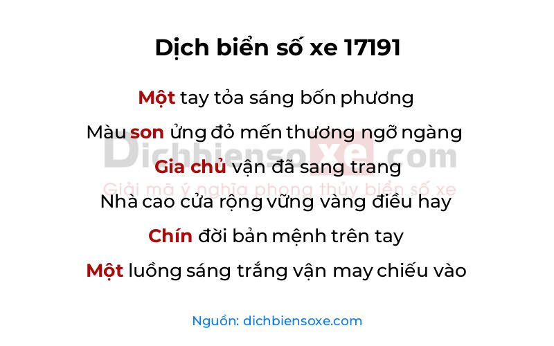 Dịch thơ biển số 17191