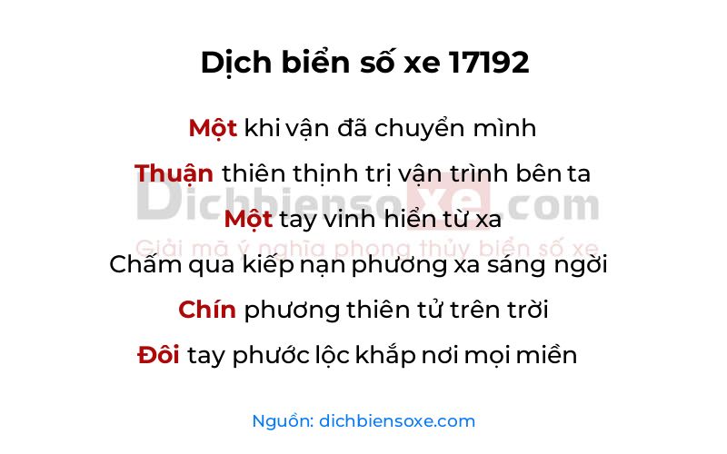 Dịch thơ biển số 17192