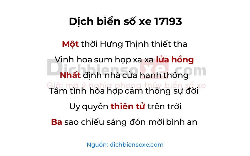 Dịch thơ biển số 17193