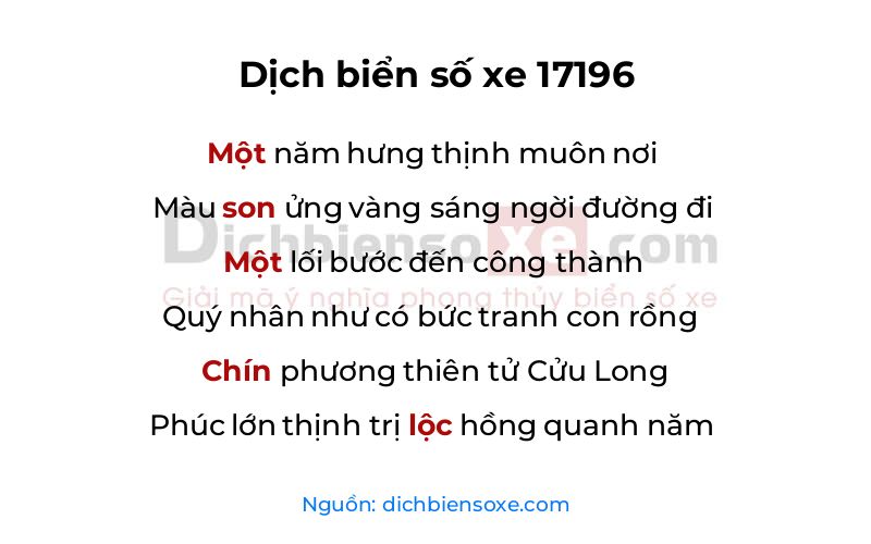 Dịch thơ biển số 17196