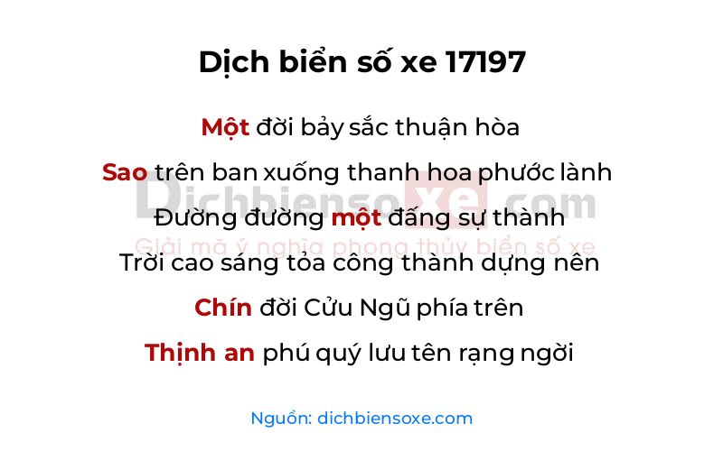 Dịch thơ biển số 17197