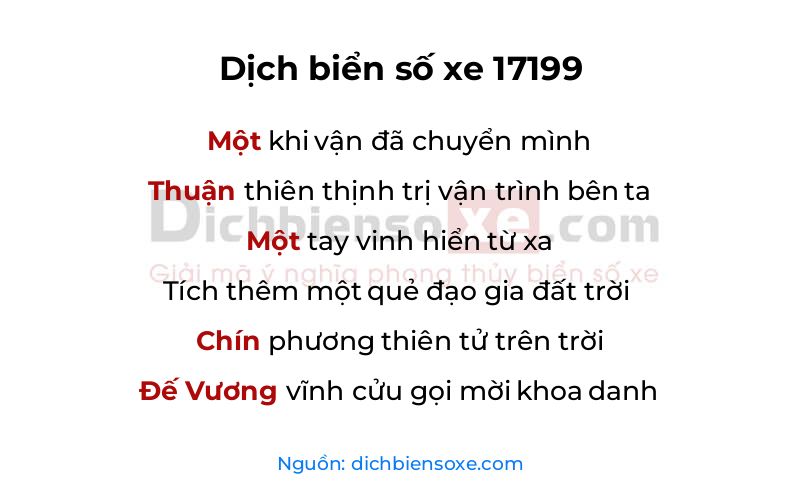 Dịch thơ biển số 17199