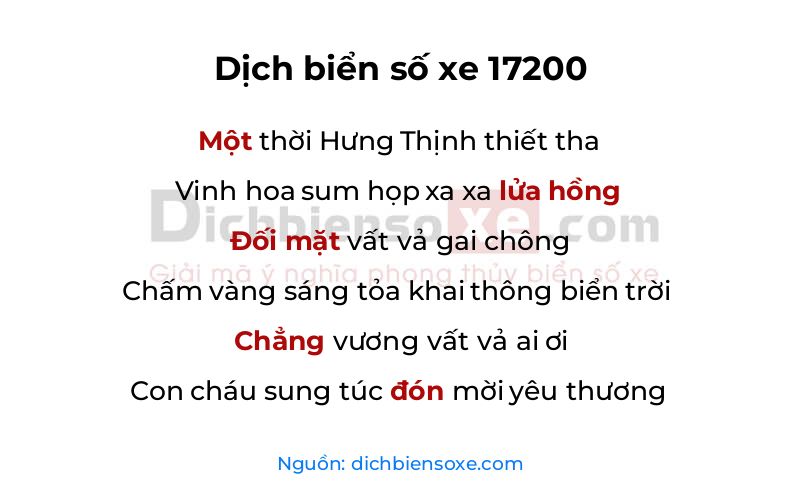 Dịch thơ biển số 17200