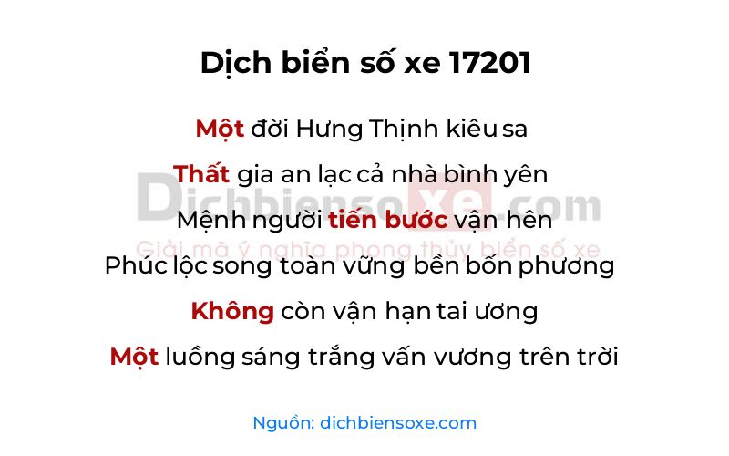 Dịch thơ biển số 17201