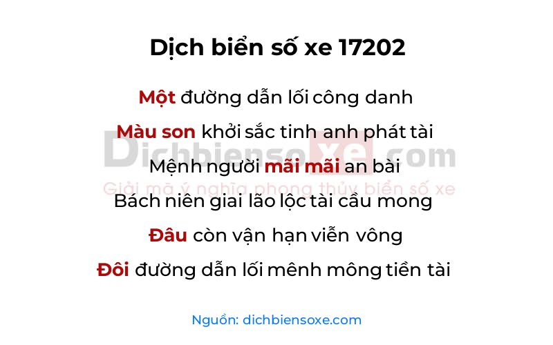 Dịch thơ biển số 17202