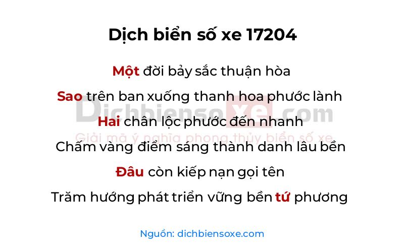Dịch thơ biển số 17204