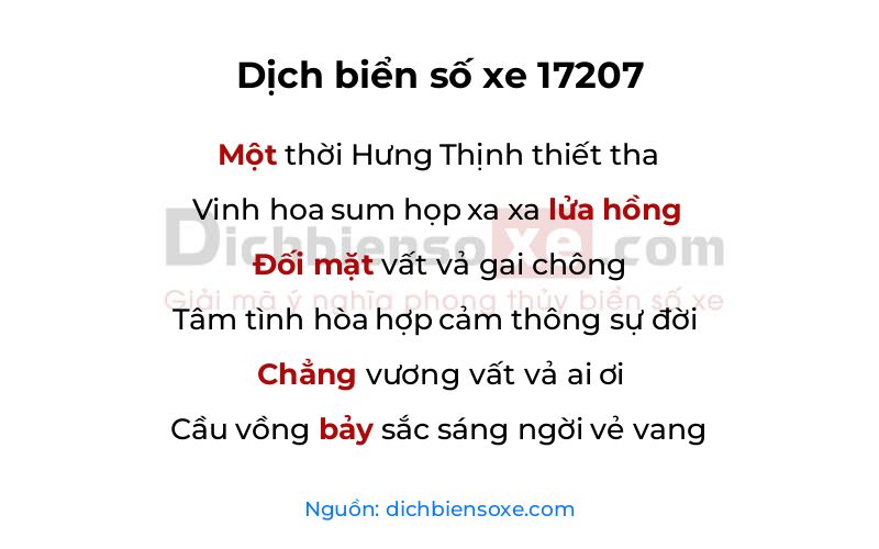 Dịch thơ biển số 17207