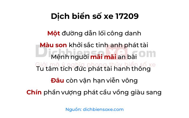 Dịch thơ biển số 17209