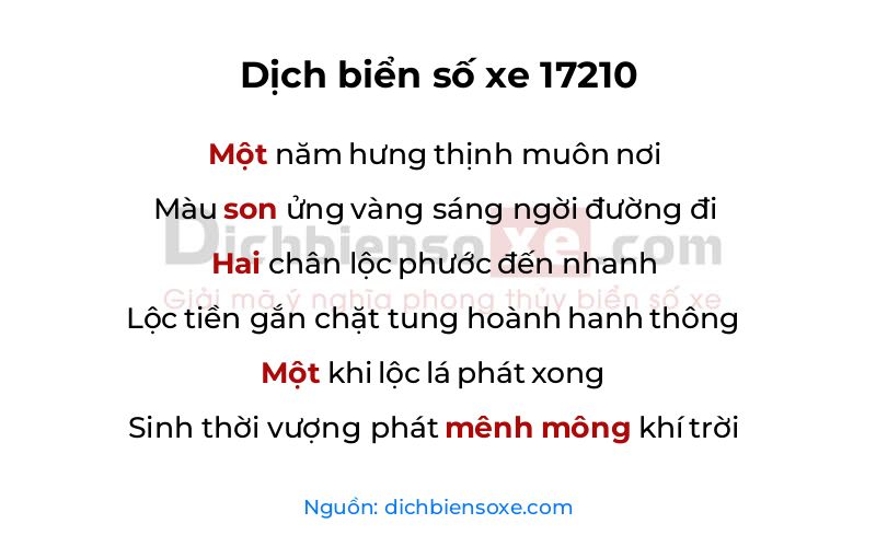 Dịch thơ biển số 17210
